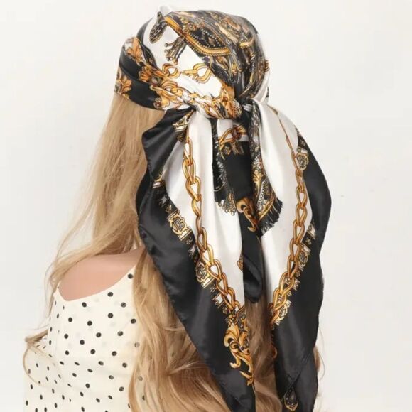35'' Large Square Satin Head Scarf - Silky Feeling Neck Scarf - Picture 9 of 9